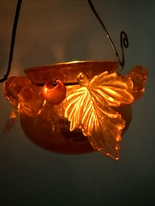 Calabaza de vidrio colgante con hojas de calabazas Lucite alambre Halloween otoño decoración del hogar - Imagen 1 de 13