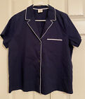 Soma M Cool Cotton Stretch Short Sleeve Notch Collar Pajama Top Navy Color