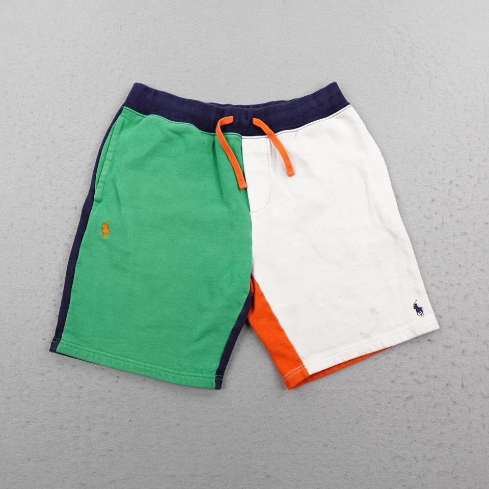 Pantalones Cortos Polo Ralph Lauren Para Hombre Medianos Bloques de Color Verde Blanco Naranja Polar Sudaderas Foto 1 de 4