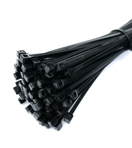 100 Pack Black 300mm x 4.8mm Nylon Zip Cable Ties - Picture 1 of 3