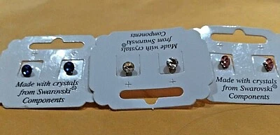 Aretes Componentes Swarovski 3 Pares Transparente Rojo Azul Nuevos con Etiquetas Foto 1 de 4