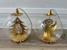 Vintage Resl Lenz Western Germany Diorama Ornaments Spinning Tree Angel Lot Of 2
