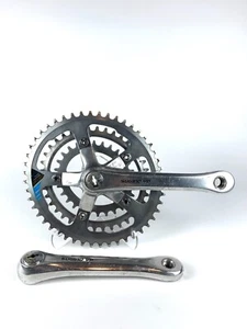 Vintage Sugino VP guarnitura 170 mm corone cicloidi 48/38/28 triplo argento 110 BCD - Foto 1 di 16