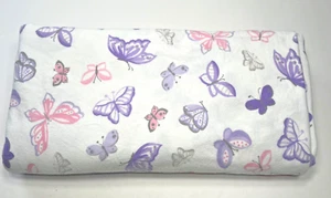 Pottery Barn Kids Flannel Duvet Full Queen 100% Cotton Purple White Pink Butterf - Picture 1 of 9