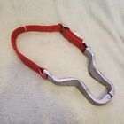 Horse Cribbing Collar, hinged aluminum, red nylon strap