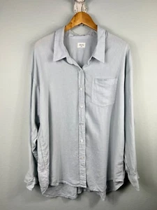 Wilfred Free Aritzia Women's Medium Oversized Blue Linen Blend Boyfriend Shirt - Picture 1 of 7
