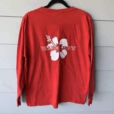 Camisetas Trader Joe's Talla L Uniforme de Trabajo Miembro de la tripulación Rojo Manga Larga Foto 1 de 4