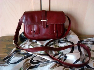 CLUB MONACO Brown Reddish Color Leather Saddle Flap Crossbody Shoulder Bag - Picture 1 of 17