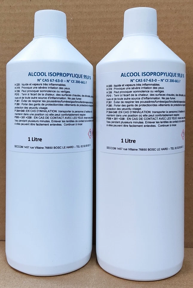 ALCOOL ISOPROPYLIQUE 99.8% - 1 litre+1 litre = 2 LITRES, IPA, ISOPROPANOL