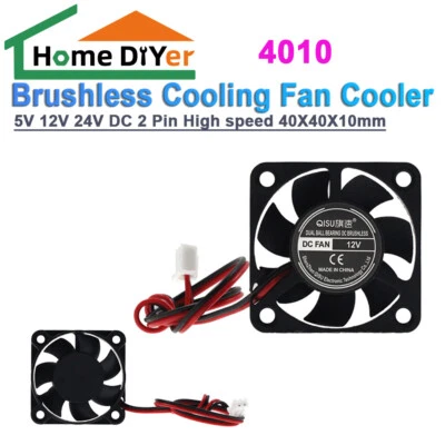 4010 40X40X10mm Brushless Cooling Fan Cooler 5V 12V 24V DC 2 Pin High speed - Image 1 of 4