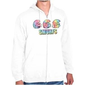 The Smurfs Vintage Retro Cartoon Characters Sweatshirt Zip Up Hoodie Men Women - Picture 1 of 7