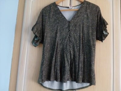 Damas Dolan Mix Verde Oliva Corto Sin Mangas Informal Top, Talla 12-14 Foto 1 de 4