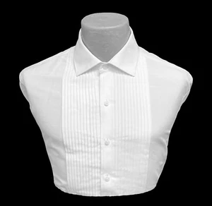 Men's Fitted White Tuxedo Shirt Slim Fit Laydown Collar 1/4 Inch Pleated Front - Picture 1 of 4