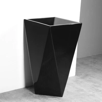 Gloss Black Modern Pedestal Sink For Wall Mount Faucet - Maccione II - Image 1 of 4