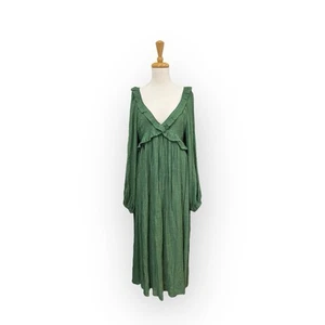 In Loom Hunter Green Long Sleeve Ruffle Accent Maxi Dress Size 1XL V Neck - Picture 1 of 7