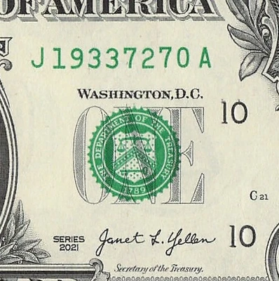 JULY 27 1933 Birthday Fancy Serial Number Date Note One Dollar Bill 07 27 1933 - Image 1 of 4