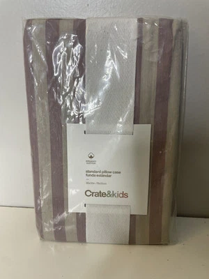1 funda de almohada de algodón a rayas gris púrpura Crate & Barrel Riviera Foto 1 de 4