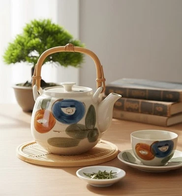 Théière Vintage en Porcelaine / Céramique Motif Roses Fleuries - Service à Thé - Photo 1/4