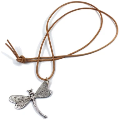 Minott Kette braunes Lederband zum verknoten mit Libelle Anhänger 21372 - Bild 1 von 2