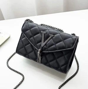 Black Luxury Handbags And Purse Women PU Leather Messenger Shoulder Bag Plaid - Picture 1 of 3