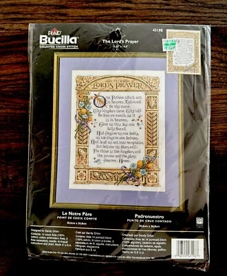 Bucilla Punto de Cruz Contado "La Oración del Señor" #43198 Paquete Exterior Abierto Foto 1 de 2