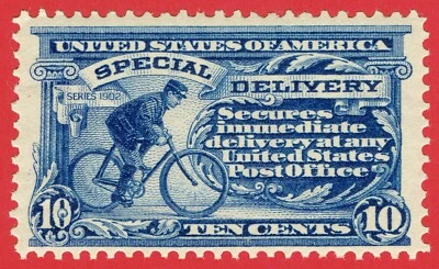 [st7143] USA 1902 Scott#E6a MLH 10¢ blue "special delivery" cv:$300 - Image 1 of 2