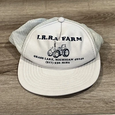 Vintage I.R.R.S. Farm - Grass Lake, MI  - Adjustable Rope Mesh Hat Cap - Image 1 of 4