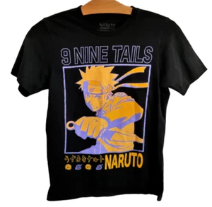 NARUTO T-Shirt Youth Boys Size Large Black 9 Nine Tails Shippuden 2002 Vintage - Picture 1 of 9