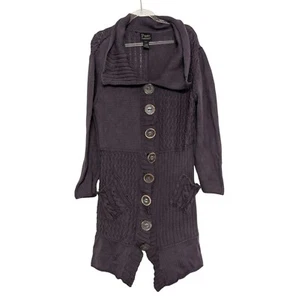 Pure Handknit Patchwork Jacke Damen Größe L Lila Kragen Cardigan - Bild 1 von 12