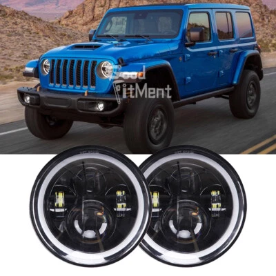 Für Jeep Wrangler CJ7 JK TJ LJ Paar 7'' LED Scheinwerfer Blinker E-Zertifiziert - Bild 1 von 4
