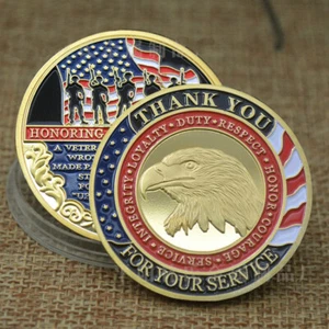 Military Thank You for Your Service Veteran Challenge Coin Commemorative Coin - Picture 1 of 10