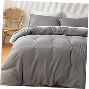 600 Tc Egyptian Cotton Duvet Cover/XL Ultra Soft and Twin Alloy Grey - Picture 1 of 7