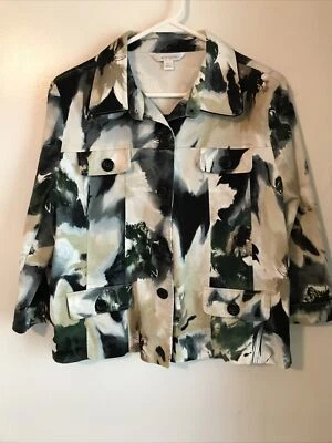 Chaqueta Erin London Botones Cortos Bolsillo Ligero Talla L Negro Blanco Verde Tostado Foto 1 de 4