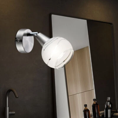 Luce Lampada da Parete Lampada Letto Vetro 1 Fiamma Orientabile Argento LED - Immagine 1 di 4