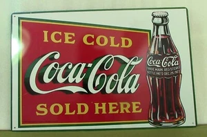 Wandtafel "Coca-Cola" Reproduktion in sehr gutem Zustand - siehe Nahaufnahmen! - Bild 1 von 4