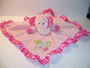 SECURITY BLANKET - CARTER'S ONE SIZE - ELEPHANT- PINK VELOUR - LOVE ME - VGC - Picture 1 of 7