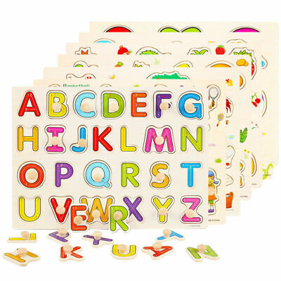 Kids Alphabet Learning Educational Toy ABC Numbers 123 Wooden Prek School Fun    • 9.50$