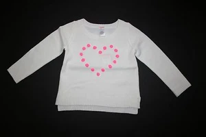 New Gymboree 4 yr Girls Sweater Top Weather Ivory Pom Pom Heart Valentine's Day  - Picture 1 of 2