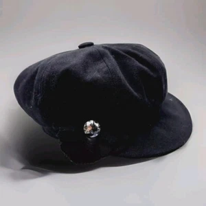 August Women's Newsboy Hat Captain with Flower Black August Accessories NWT - Picture 1 of 6
