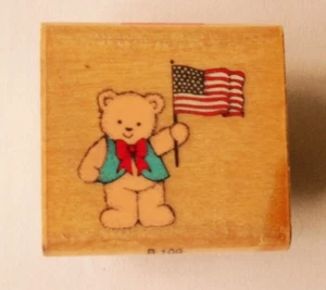 Sello de goma American Bear 1991 en Wood Hero Arts B109 Cracker Barrel Owego NY - Imagen 1 de 5