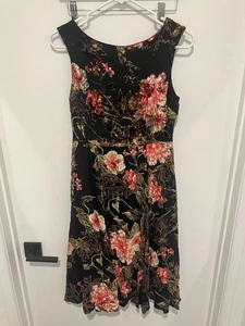 Betsey Johnson Women's Velvet Floral Dress, Black Multi, Size 4 - Picture 1 of 3