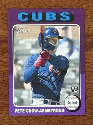2024 Topps Heritage Mini Pete Crow Armstrong RC Purple Border SSP Cubs 10/15 - Image 1 of 2