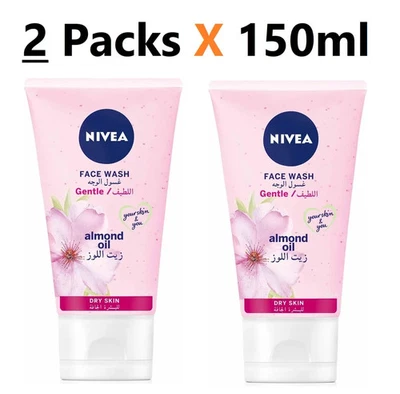NIVEA Gentle Face Wash for Dry Skin | Hydrating Cleanser with Almond Oil 2X150ml - Image 1 of 4