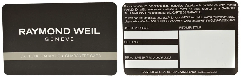 Raymond Weil Unfilled Guarantee Card Lot of 100 - Image 1 of 1