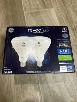 GE Reveal LED BR40 Indoor Floodlight Bulbs 1000 Lumens 13.5W Dimmable 2-Pack - Image 1 of 4