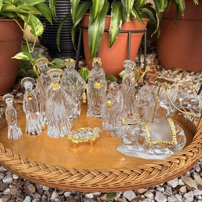 GORHAM Crystal & Gold Nativity 12 PC Set w/ Boxes - Image 1 of 4