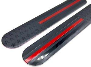 MIRROR SET Aluminum Thin Red Line Flag Sticker Emblem Decals For Trucks 6" x 1 - Picture 1 of 5