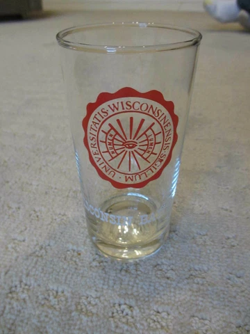 Vintage 1960's University of Wisconsin Badgers  Drinking Glass Seal Tumbler * Cover