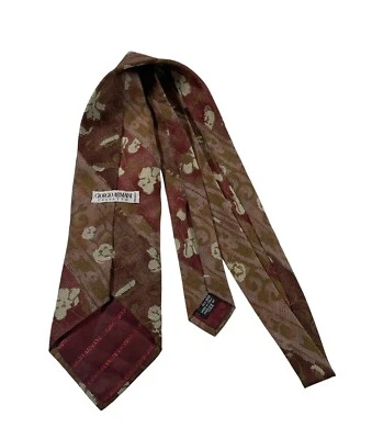 Corbata de Colección Giorgio Armani Para Hombres Cuello de Seda Hecha en Italia Aop Floral Rayas Diseñador Foto 1 de 4