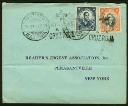 Chile 1927 Cubierta/20c & 5c/"AYUDA A LA CRUZ ROJA" Cancelar Foto 1 de 1